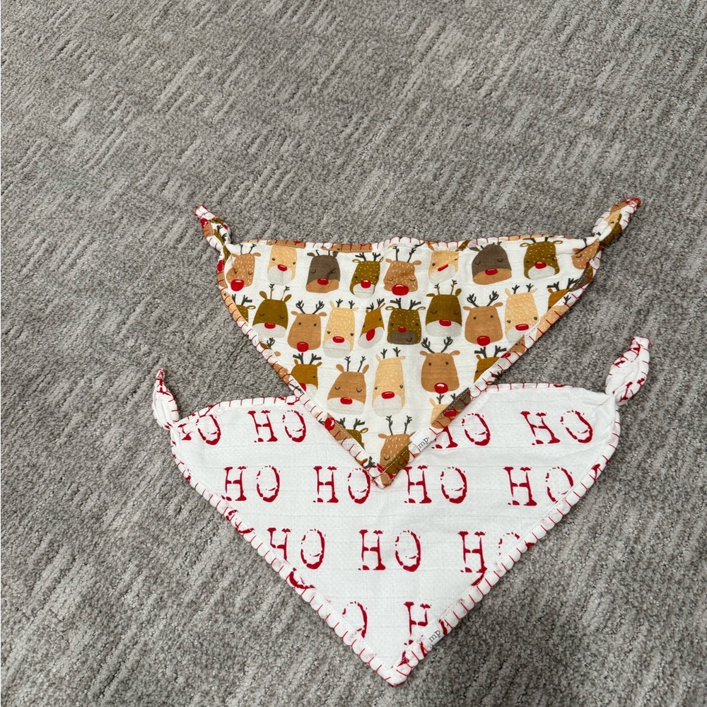 Mud Pie Festive Reindeer and Ho Ho Ho Bib Set